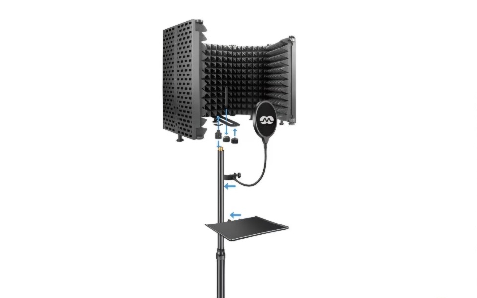 
        Sprzęt do nagrywania dźwięku, akustyczna osłona.
    