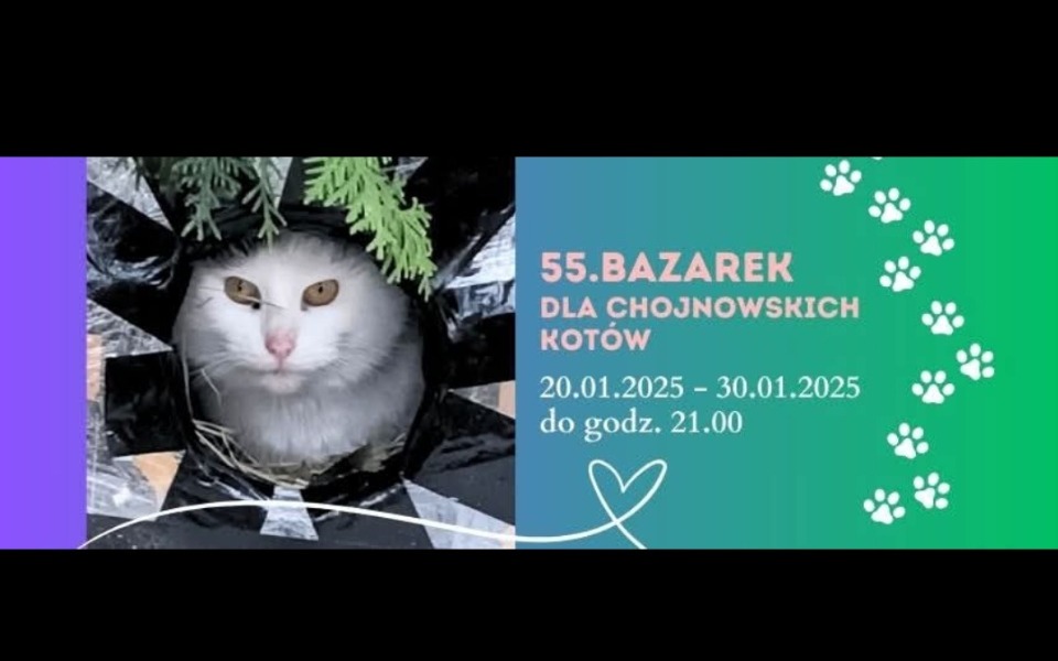 
        Plakat bazarku dla chojnowskich kotów z datami wydarzenia.
    