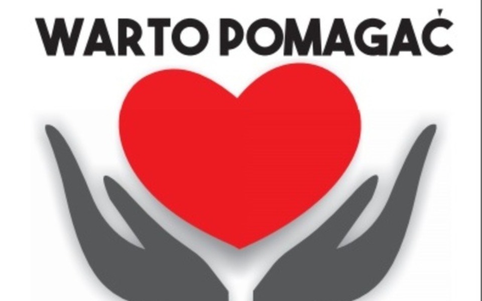 
        Logo z sercem i dłońmi, zachęcające do pomocy.
    