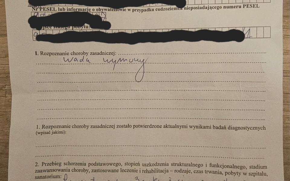 
        Dokument medyczny z informacjami o stanie zdrowia pacjenta.
    