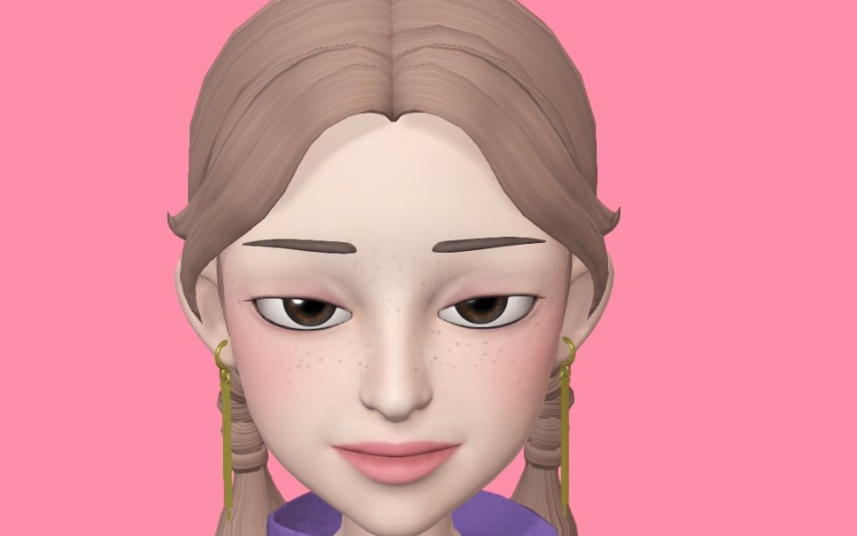 
        Animowana postać na różowym tle.
    