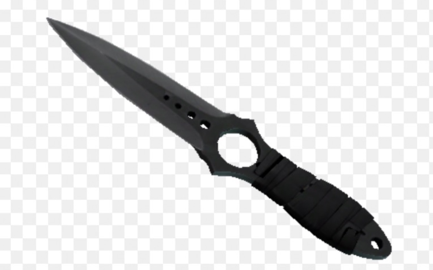 
        Czarny nóż z ostrzem, leżący na przezroczystym tle.
    