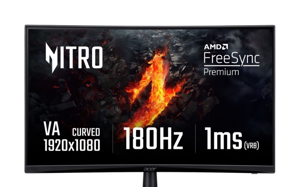 
        Monitor Acer Nitro z zakrzywionym ekranem, 180Hz, idealny do gier.
    