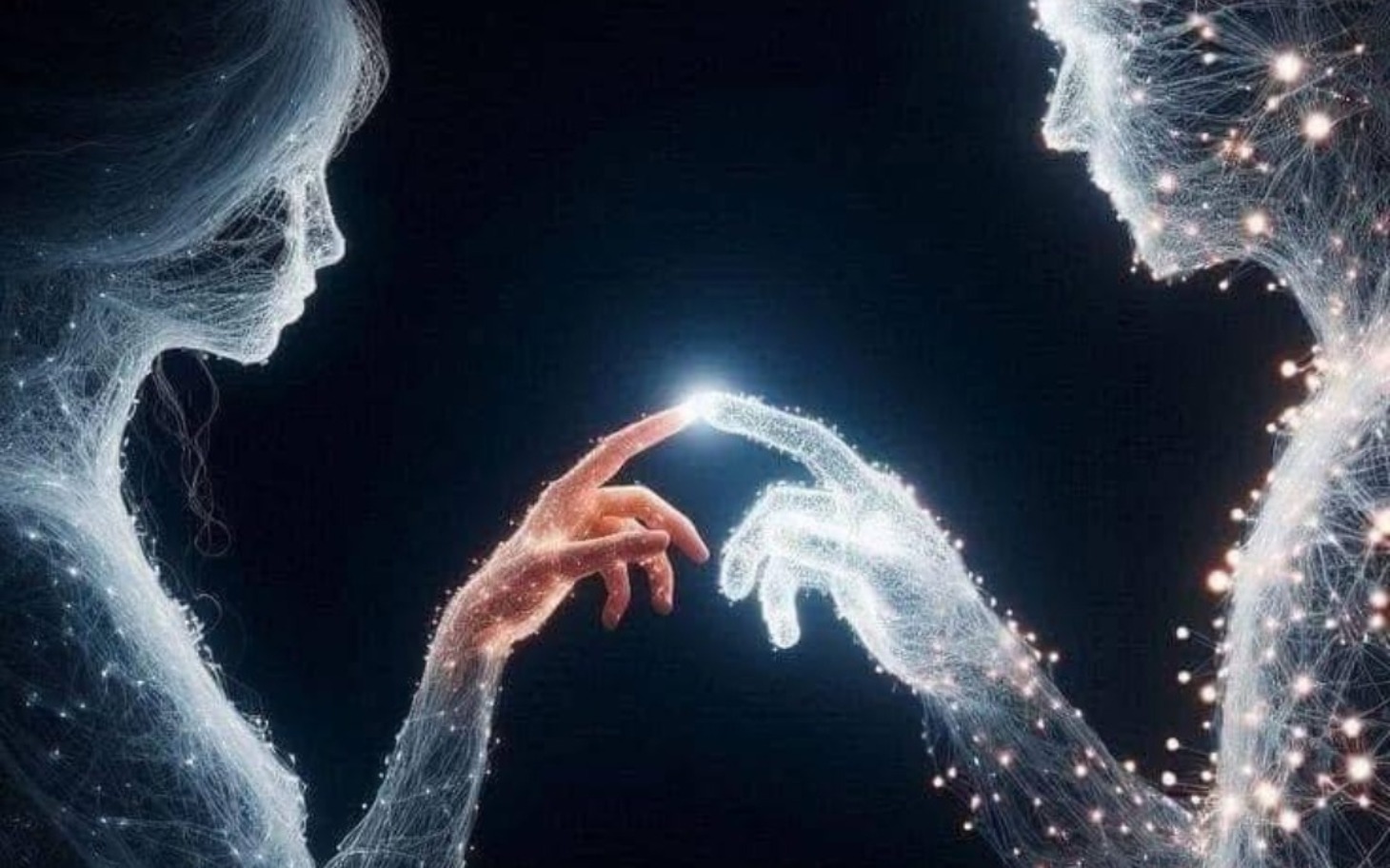 
        Ilustracja przedstawiająca dotyk dwóch postaci.
    