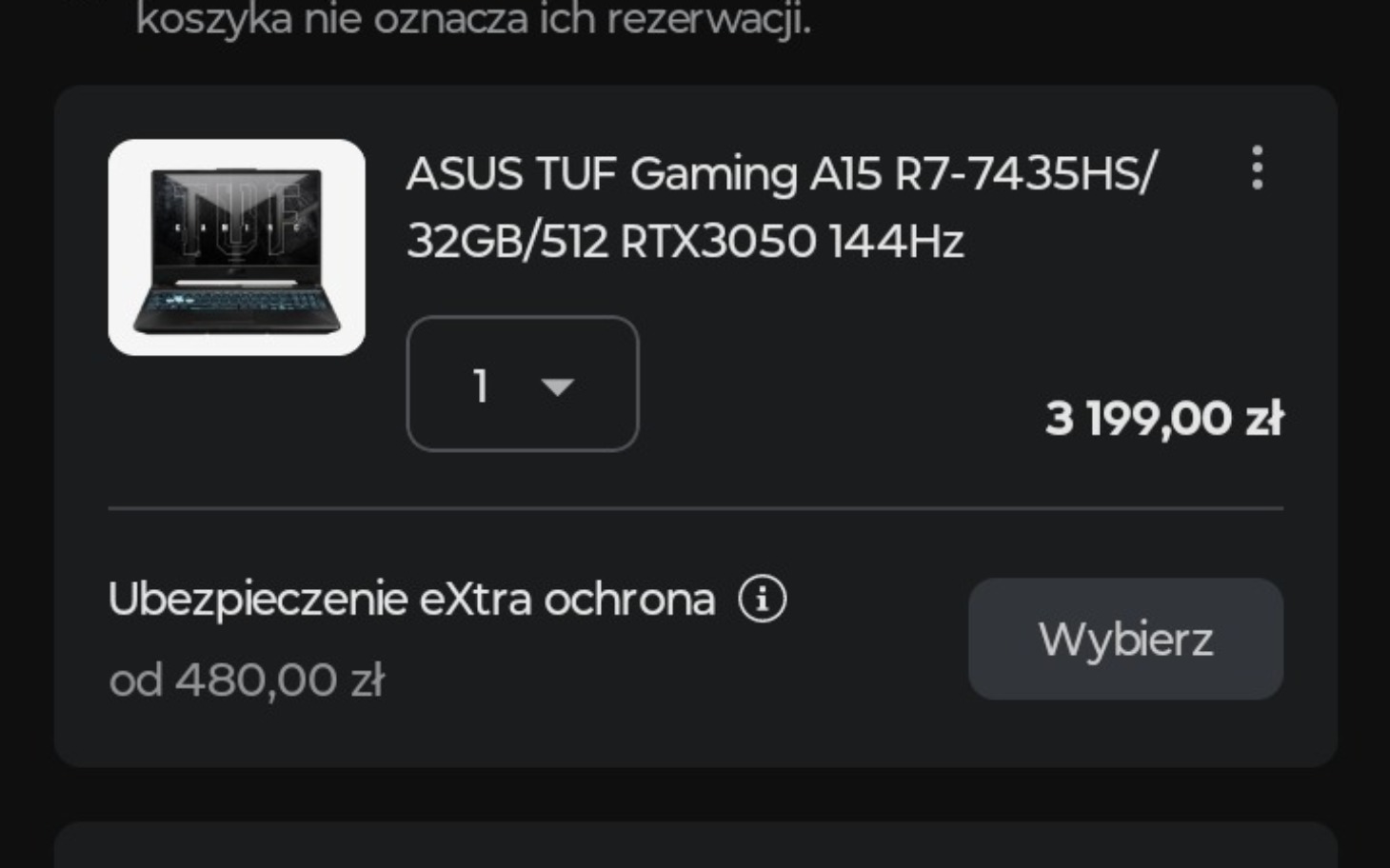 
        Zrzut ekranu z laptopa z ofertą zakupu komputera.
    