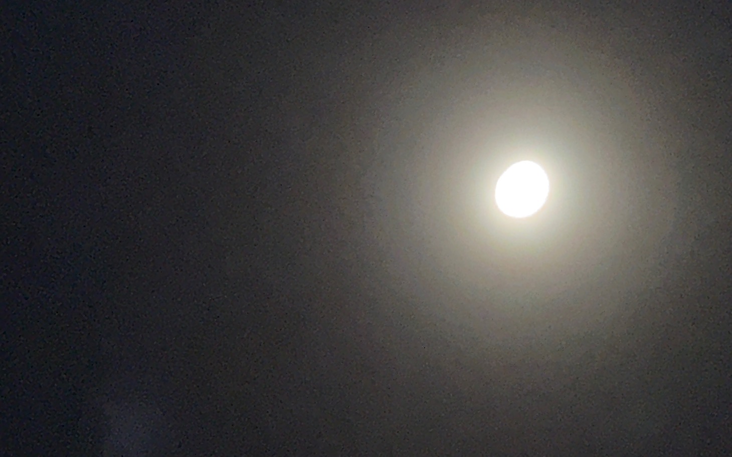 
        Księżyc w pełni świeci na nocnym niebie.
    