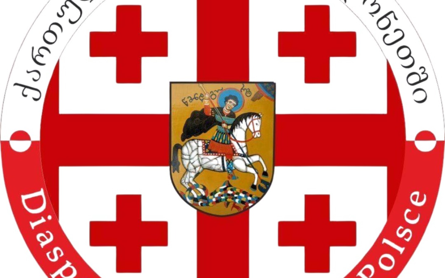 
        Herb Gruzji z symbolem rycerza na koniu.
    