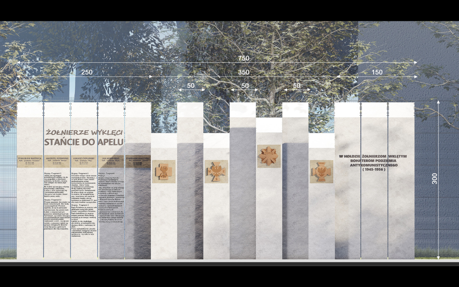 
        Pomnik upamiętniający żołnierzy, z inskrypcjami.
    