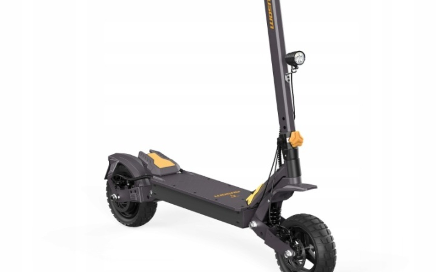 
        Nowoczesna hulajnoga elektryczna na tle białego tła.
    