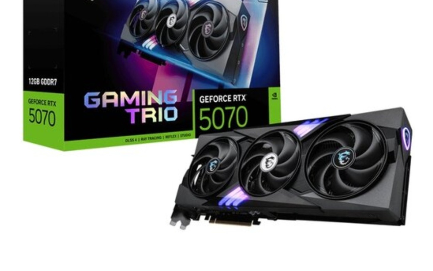 
        Nowoczesna karta graficzna RTX 5070 w opakowaniu.
    