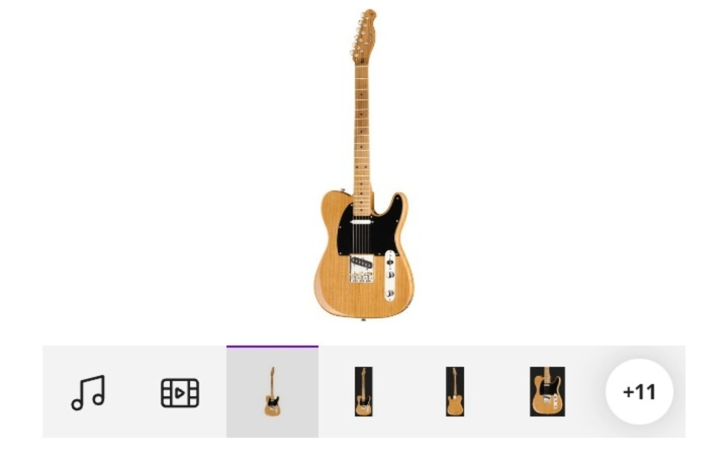 
        Gitara elektryczna w kolorze naturalnym, idealna do grania.
    