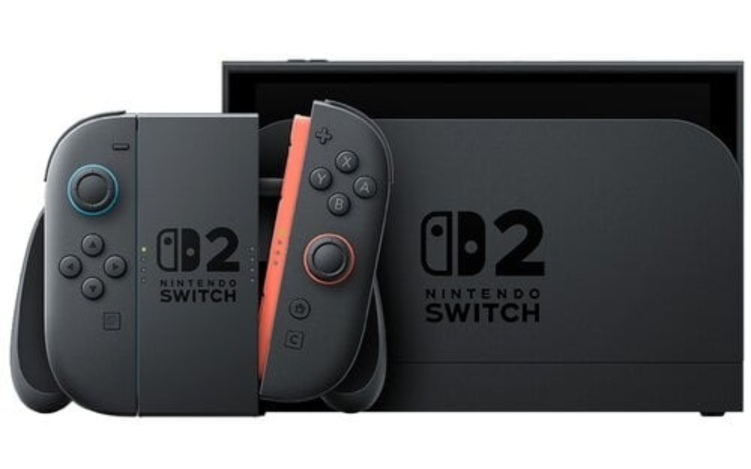 
        Konsola Nintendo Switch z kontrolerami w zestawie.
    