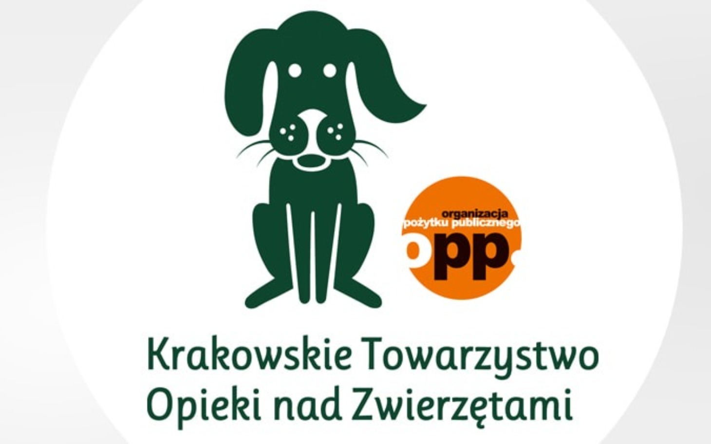 
        Logo Krakowskiego Towarzystwa Opieki nad Zwierzętami z psem.
    