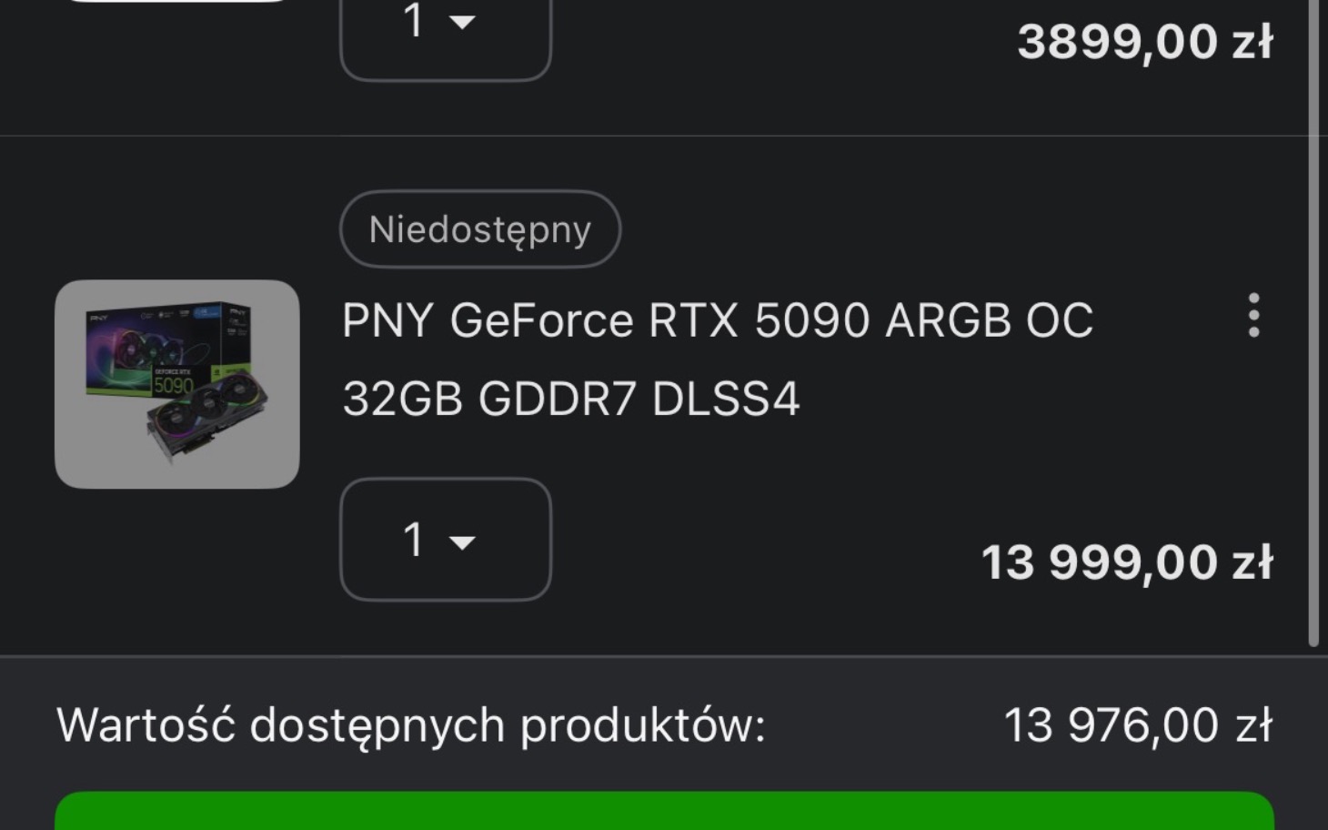 
        Zrzut ekranu z oferty karty graficznej.
    