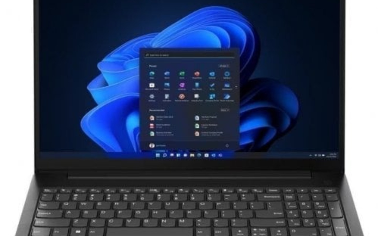 
        Laptop z systemem Windows 11 na ekranie.
    