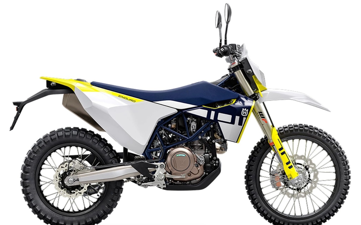 
        Motocykl terenowy w nowoczesnym designie.
    