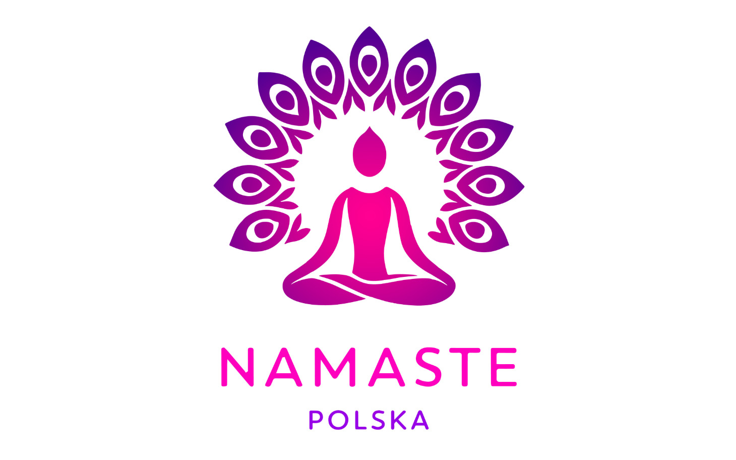 
        Logo Namaste Polska z postacią medytującą.
    