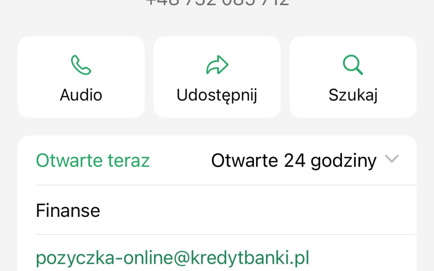 
        Zrzut ekranu z telefonu z informacjami o finansach.
    