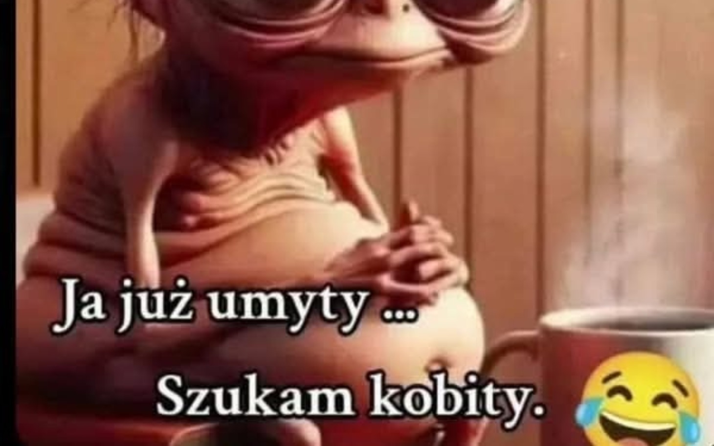 
        Humorystyczny rysunek z postacią szukającą towarzystwa.
    