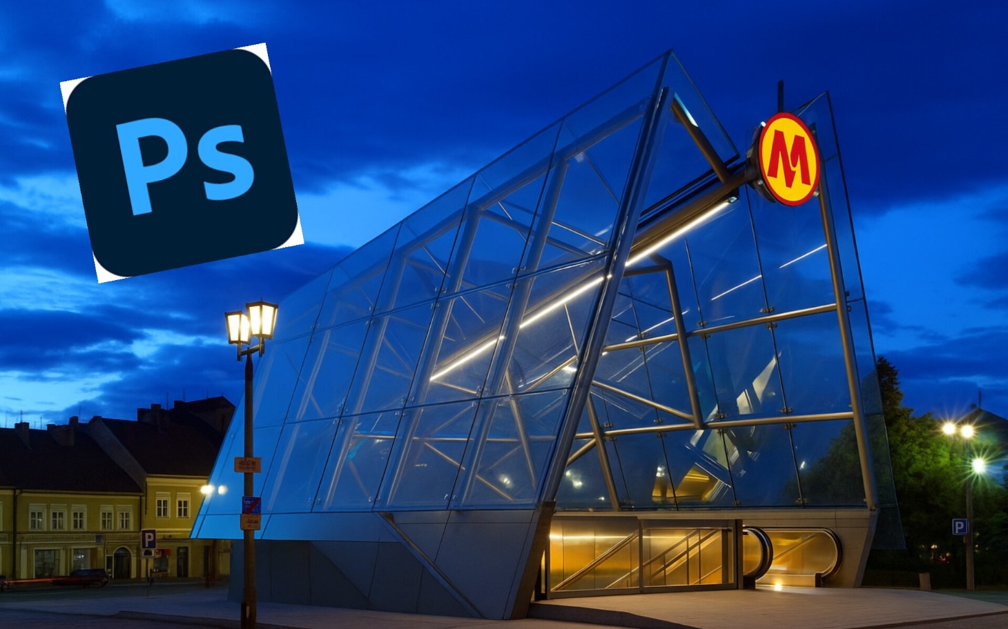 
        Nowoczesny budynek McDonald's w nocy.
    