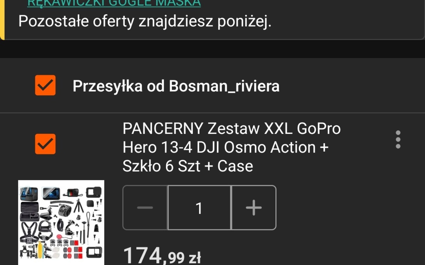 
        Zestaw akcesoriów do kamery GoPro i DJI Osmo Action.
    