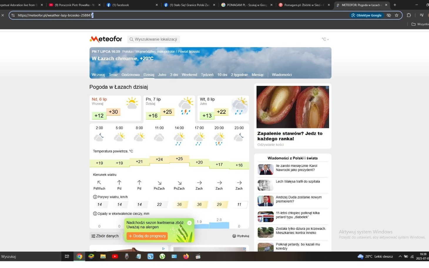 
        Zrzut ekranu z prognozą pogody na stronie internetowej.
    