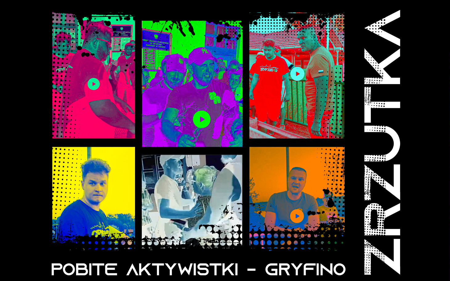 
        Kolorowy kolaż z aktywistami, z różnymi efektami graficznymi.
    