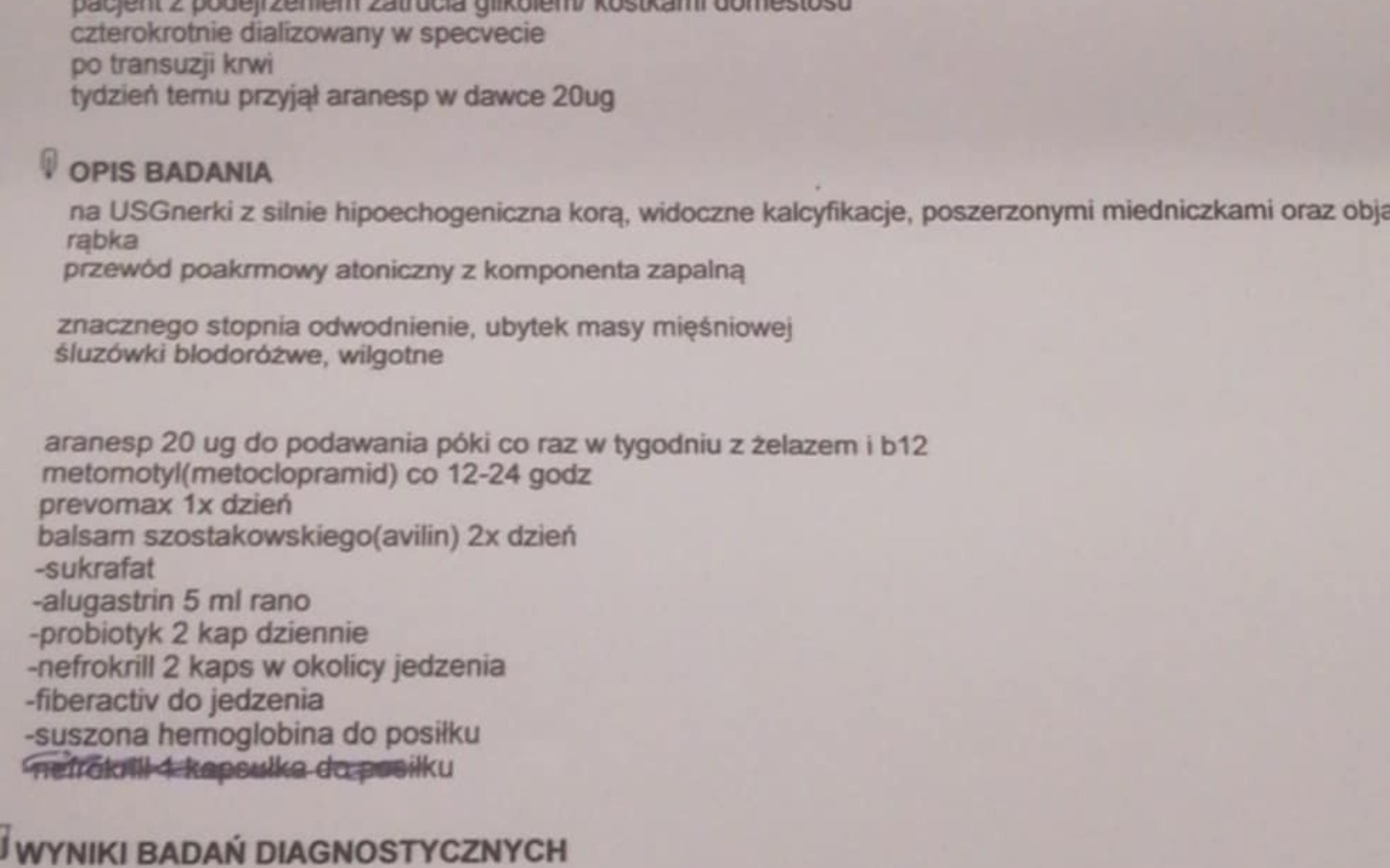 
        Dokument medyczny z opisem badania i wynikami.
    