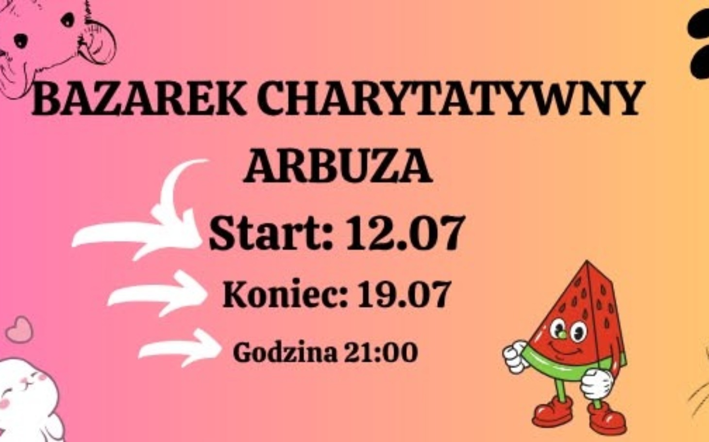
        Plakat zapraszający na charytatywny bazarek.
    