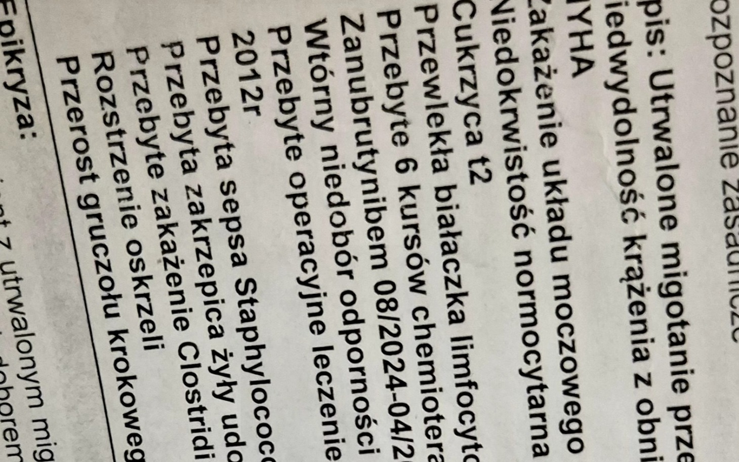 
        Dokument medyczny z informacjami o leczeniu.
    