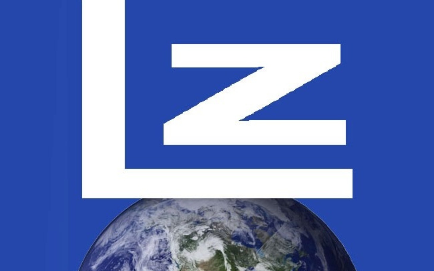 
        Logo z literami na tle Ziemi.
    