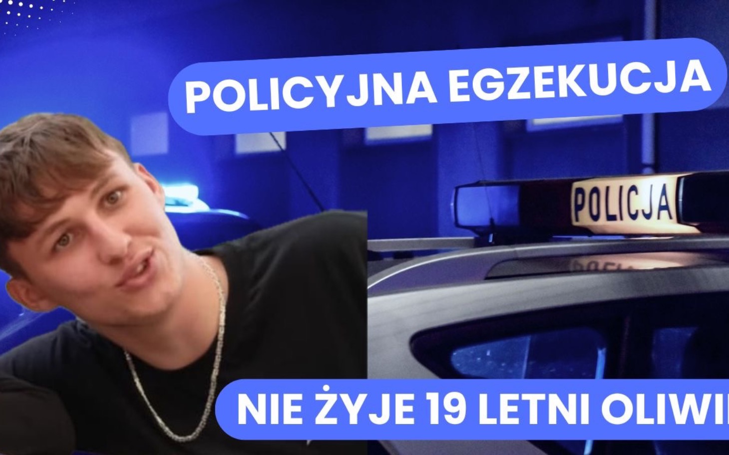 
        Kolaż z policyjnym samochodem i osobą, temat egzekucji.
    
