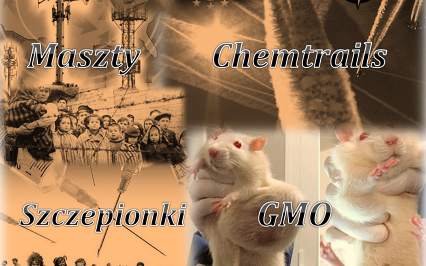 
        Grafika przedstawiająca kontrowersyjne teorie spiskowe.
    