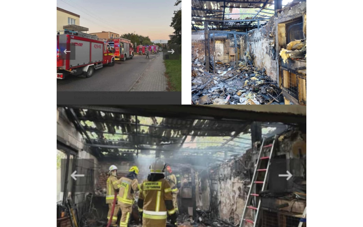 
        Miejsce po pożarze, zniszczone wnętrze budynku.
    