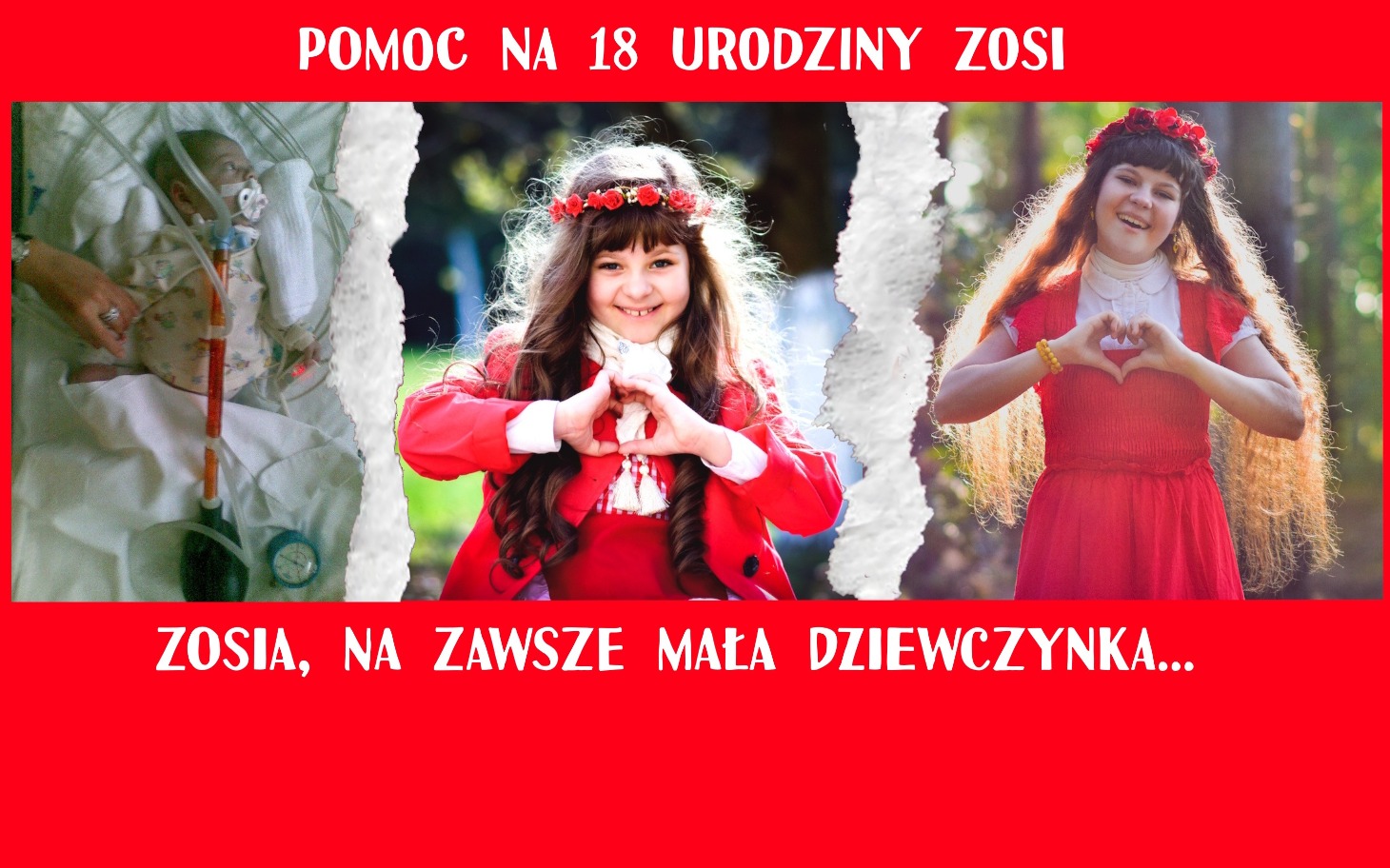 
        Kolaż zdjęć Zosi z życzeniami na 18. urodziny.
    