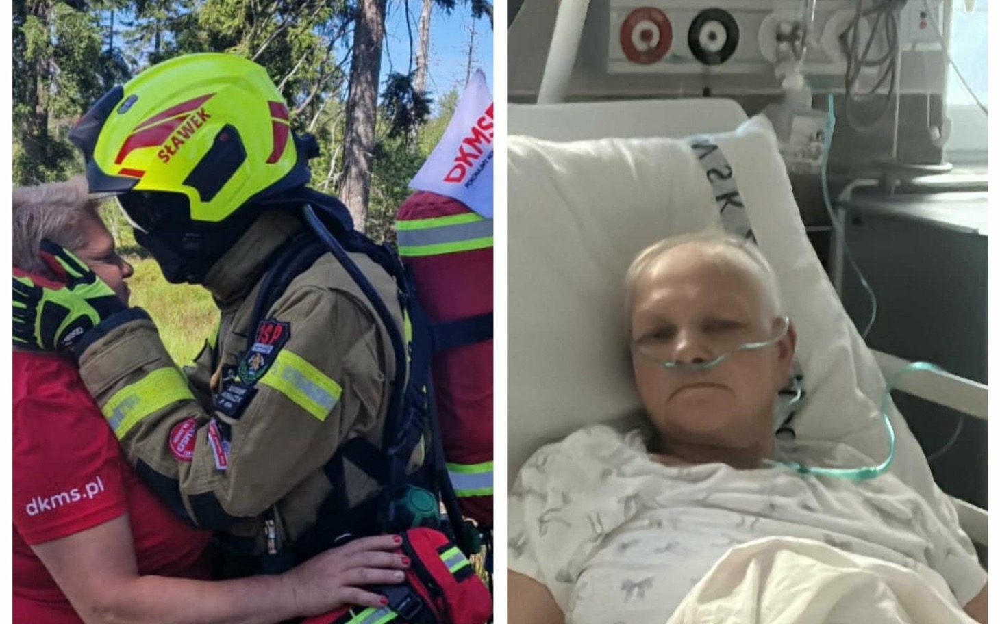 Spotkanie ratownika z osobą w potrzebie, emocjonalny moment wsparcia.