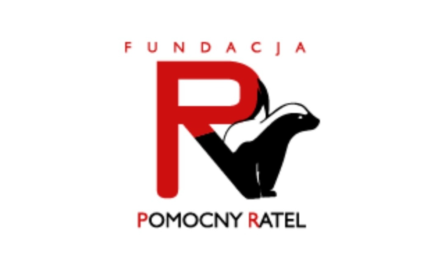 
        Logo Fundacji Pomocny Ratel z wizerunkiem borsuka.
    