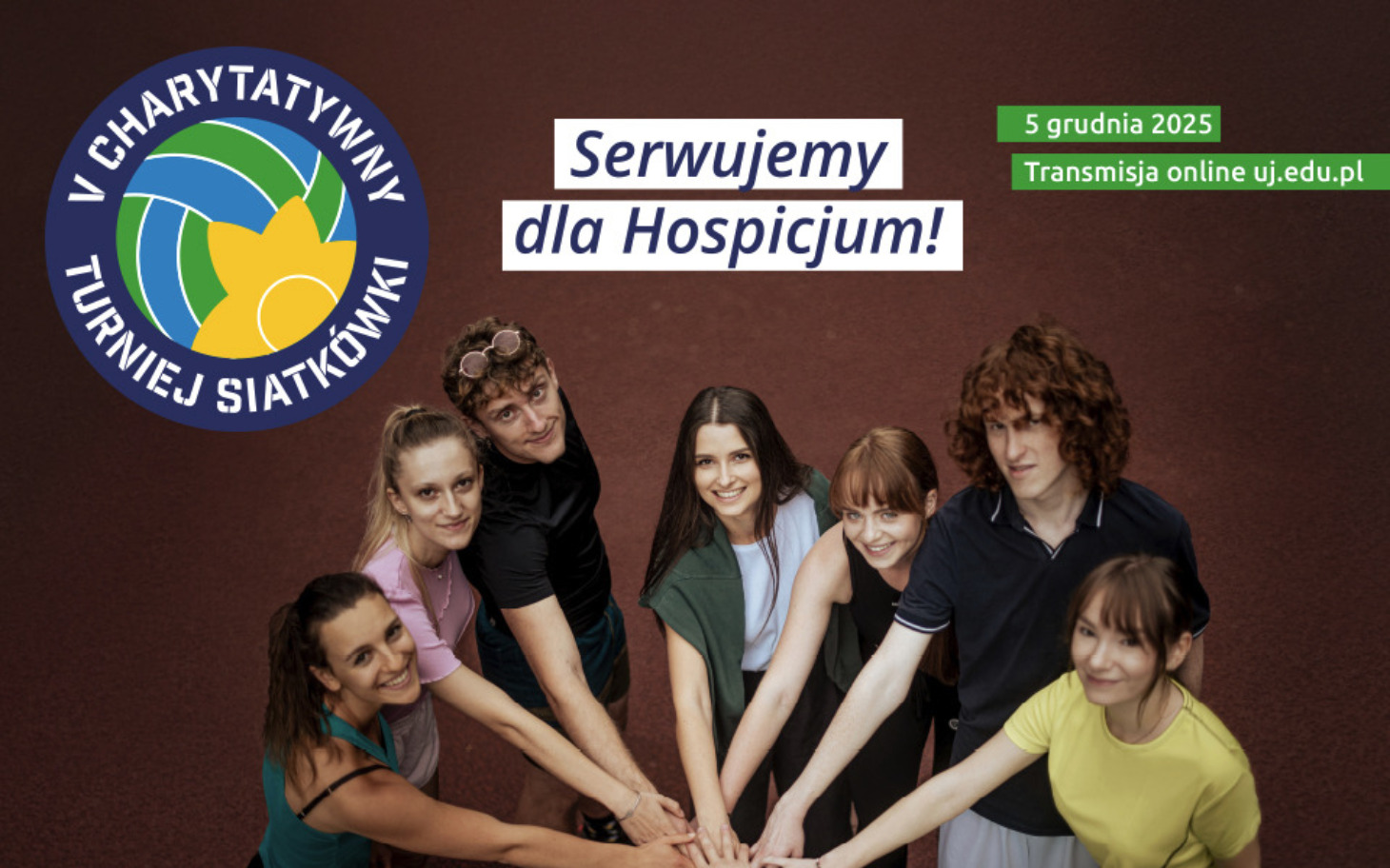 
        Uczestnicy charytatywnego turnieju siatkówki dla hospicjum.
    