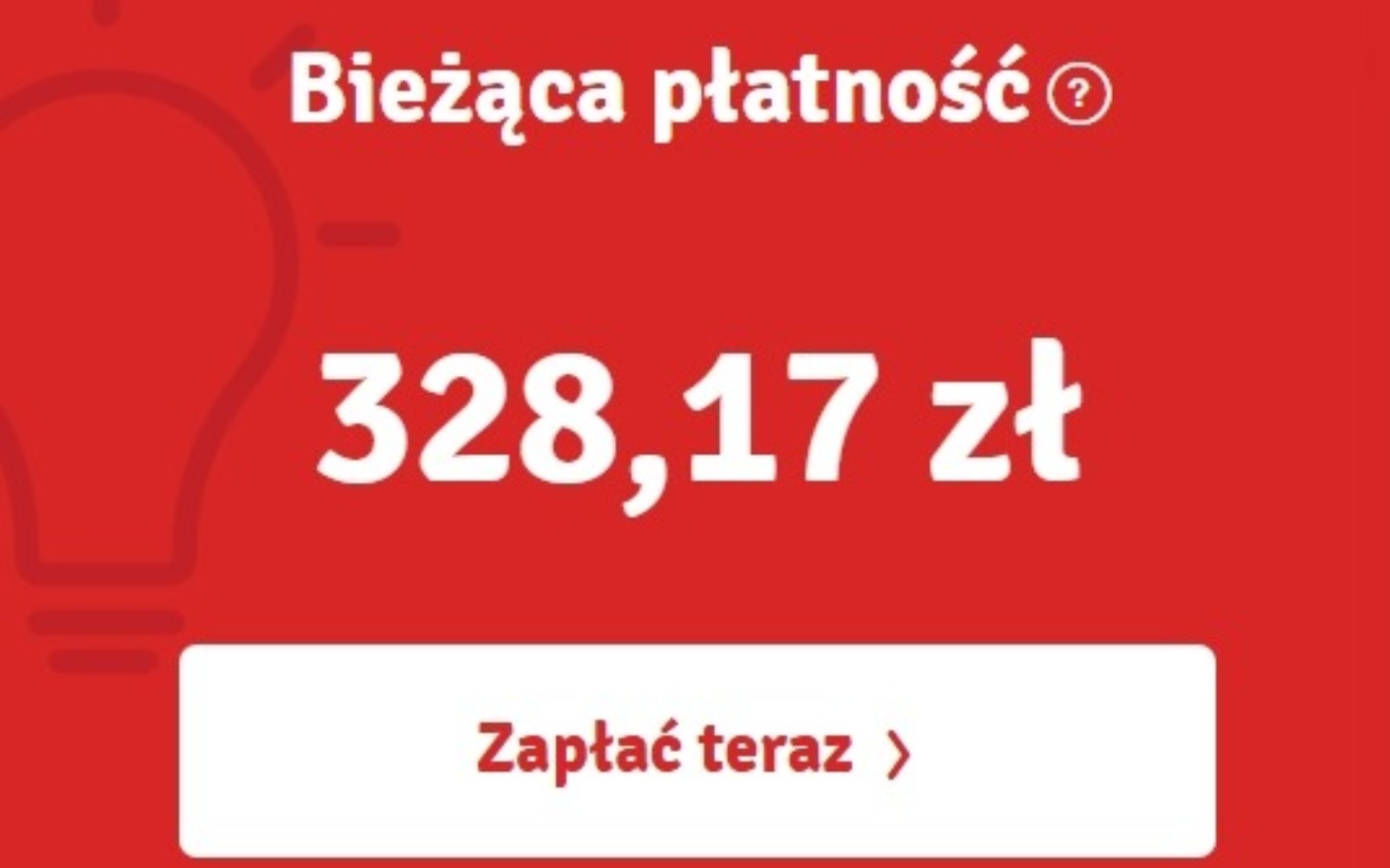 
        Obrazek przedstawiający aktualną płatność w wysokości 328,17 zł.
    