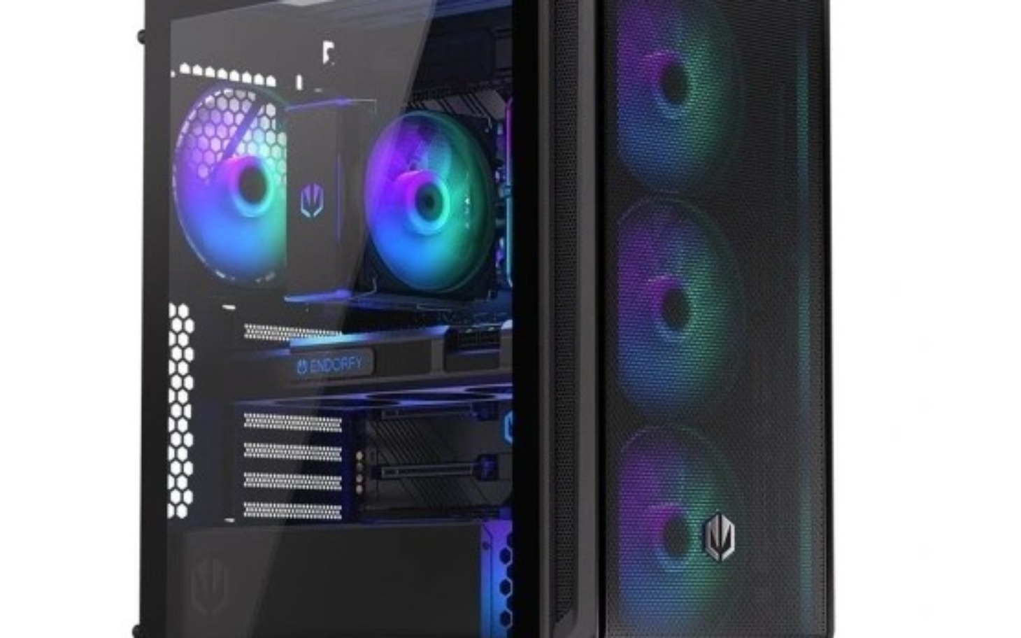 
        Nowoczesna obudowa komputera z podświetleniem RGB.
    