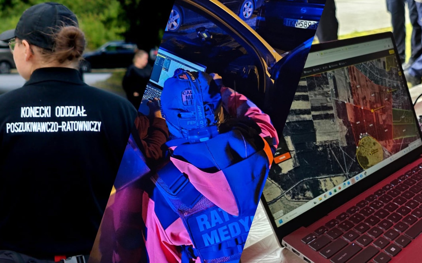 
        Ratownicy w akcji, używający nowoczesnego sprzętu do poszukiwań.
    