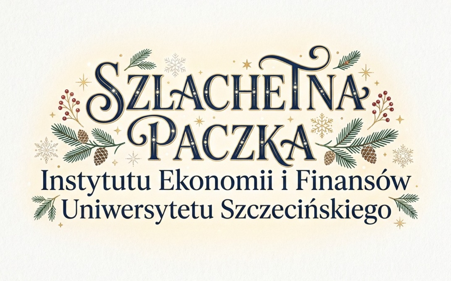 
        Logo Szlachetnej Paczki z dekoracjami świątecznymi.
    