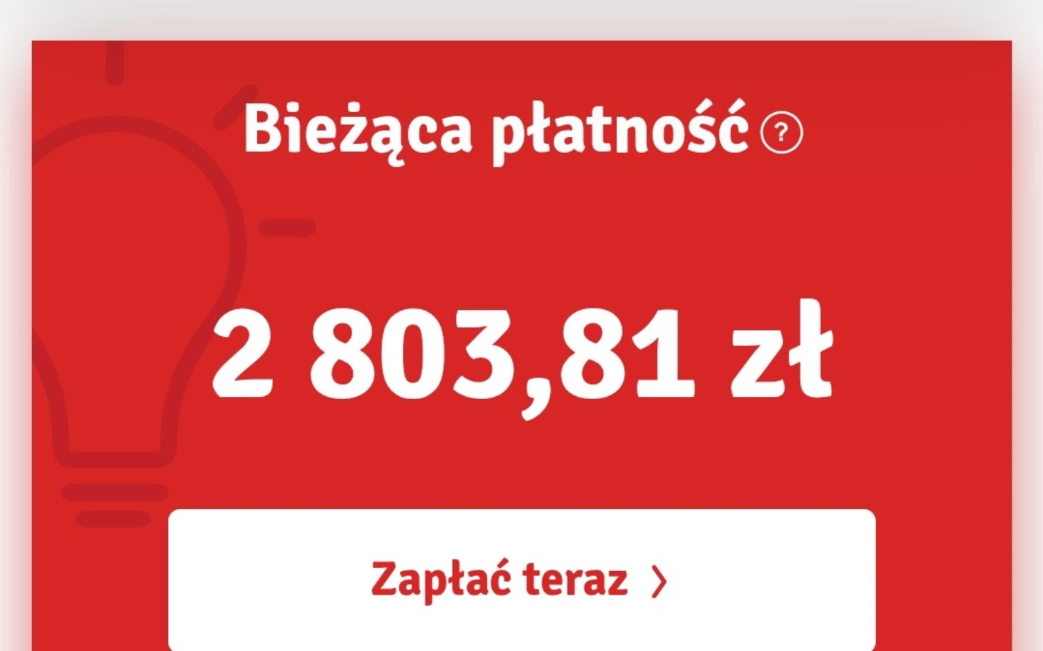 
        Ekran z informacją o bieżącej płatności w złotych.
    