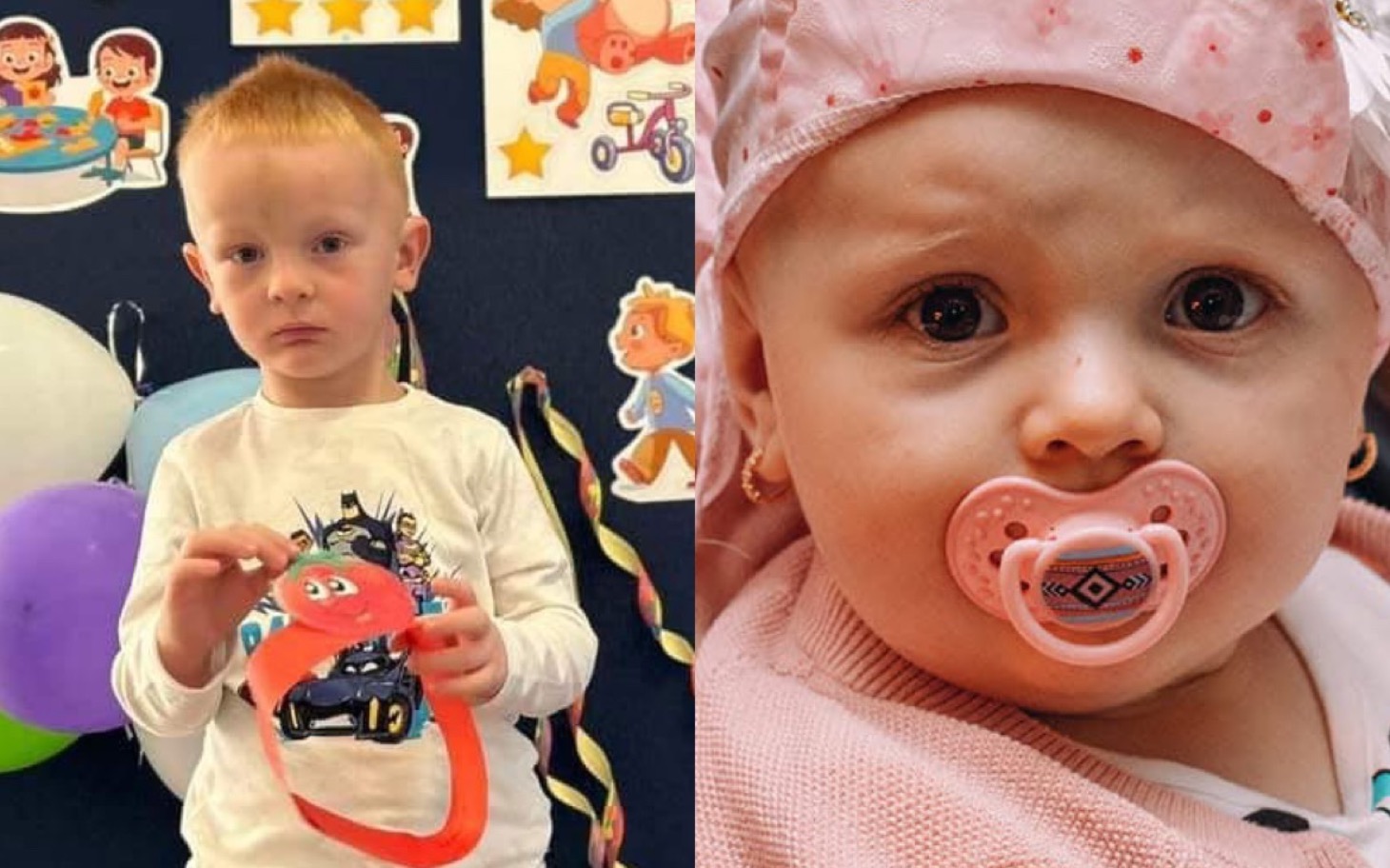 
        Chłopiec trzyma zabawkę, w tle kolorowe balony.
    