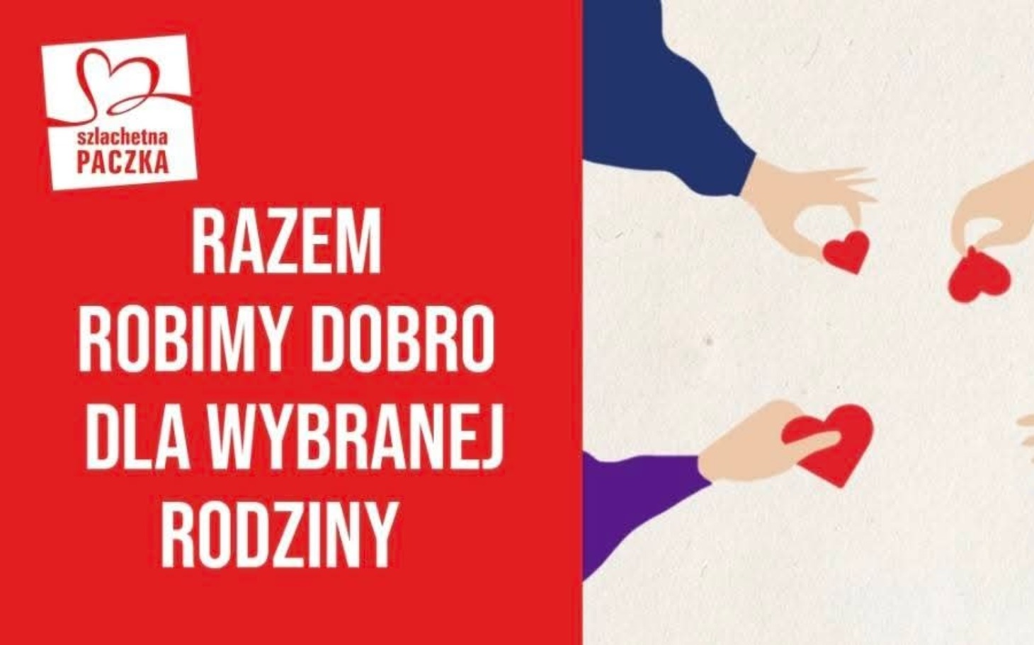 
        Grafika z sercami, zachęcająca do pomocy rodzinom.
    