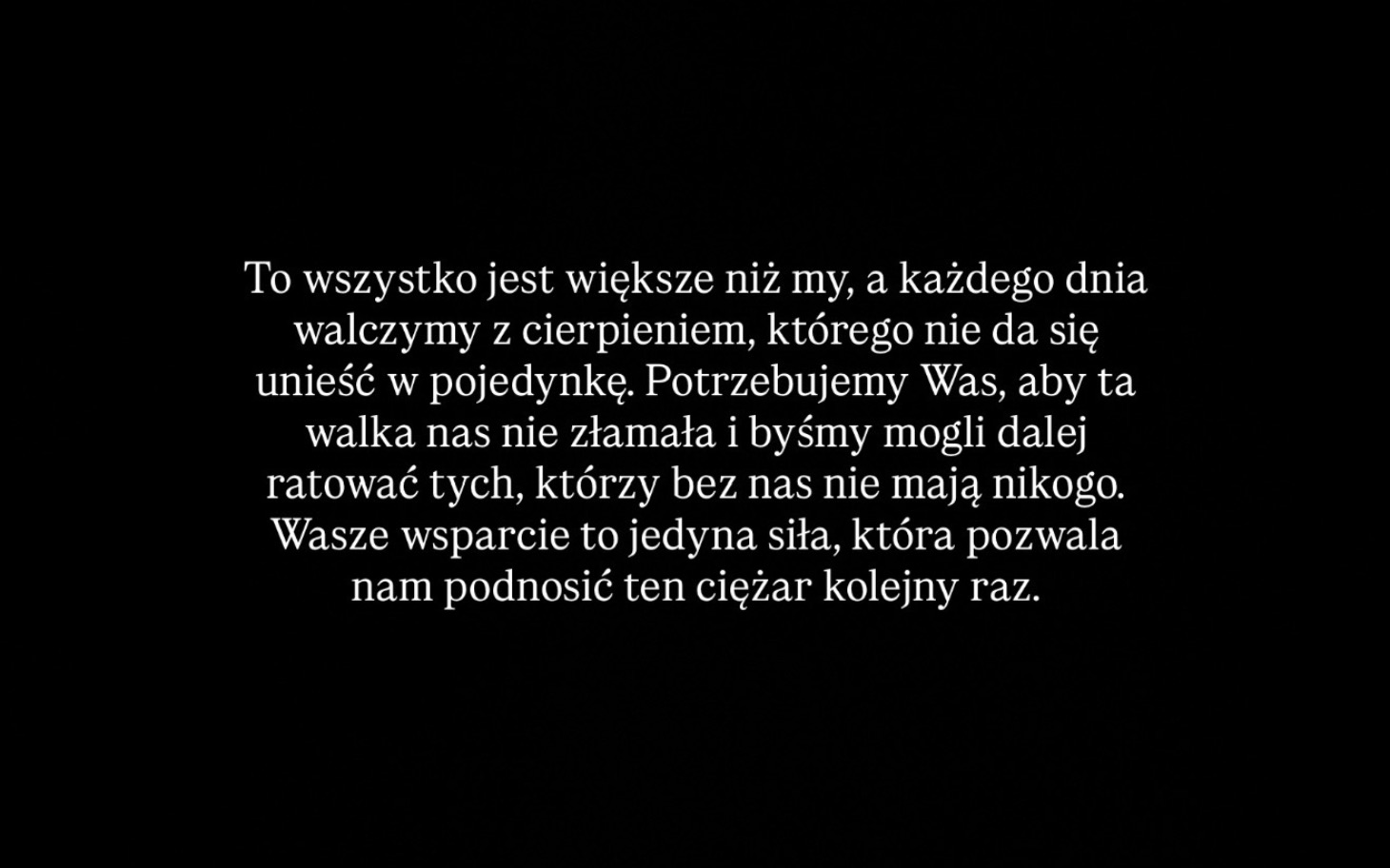 
        Tekst o walce z cierpieniem i potrzebie wsparcia.
    
