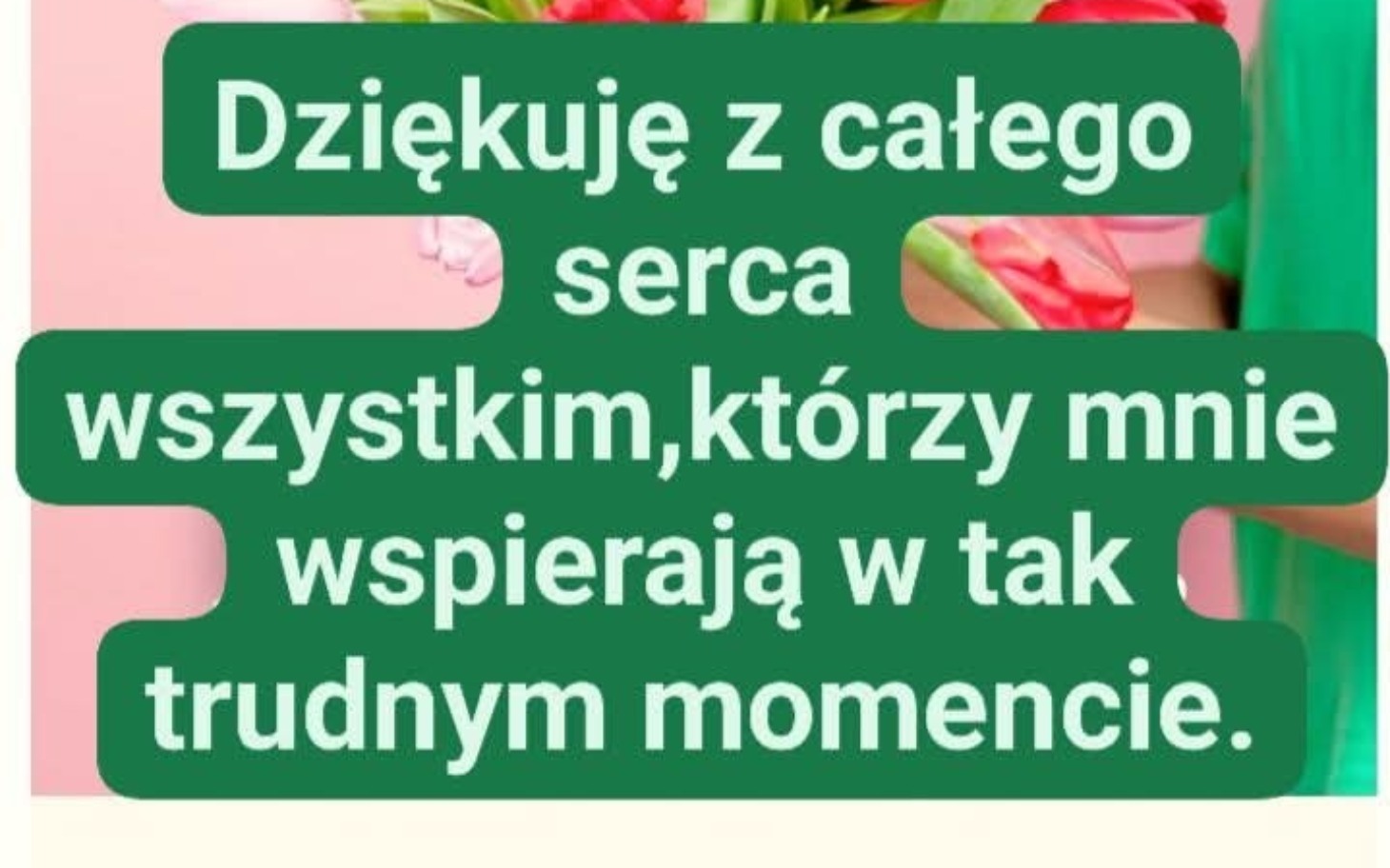 
        Podziękowanie za wsparcie w trudnym momencie z bukietem kwiatów.
    