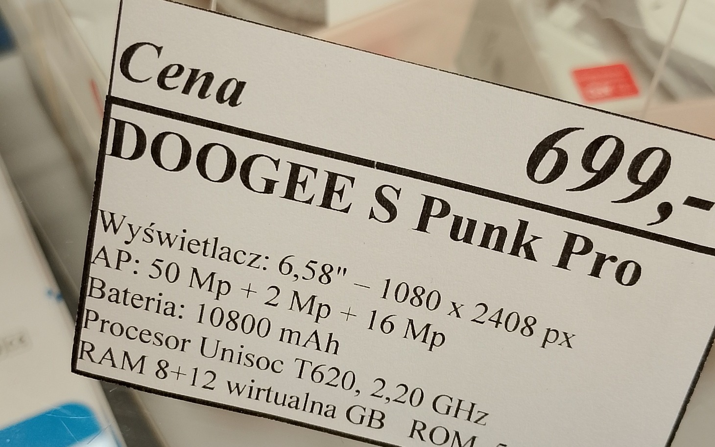 
        Cennik telefonu DOOGEE S Punk Pro z informacjami o specyfikacji.
    