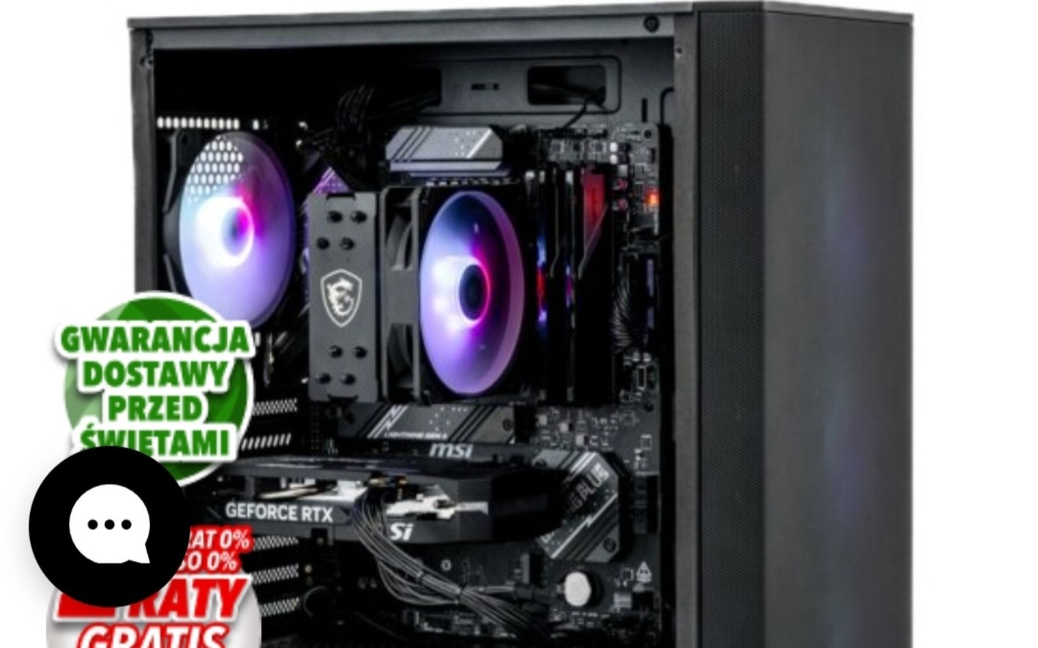 
        Komputer stacjonarny z podświetleniem RGB.
    