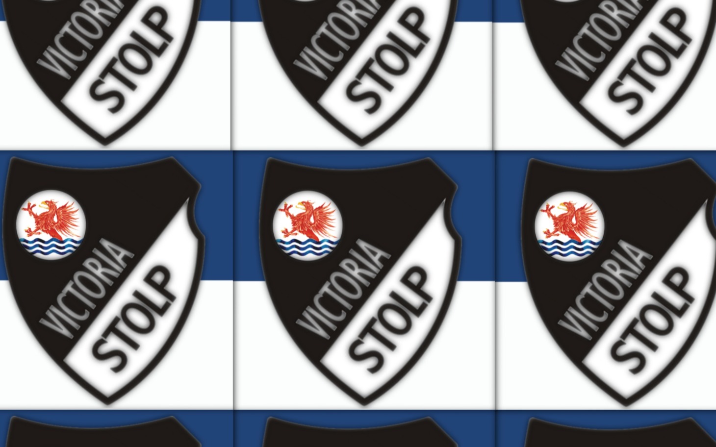 
        Herb klubu sportowego Victoria Stolp, z orłem.
    